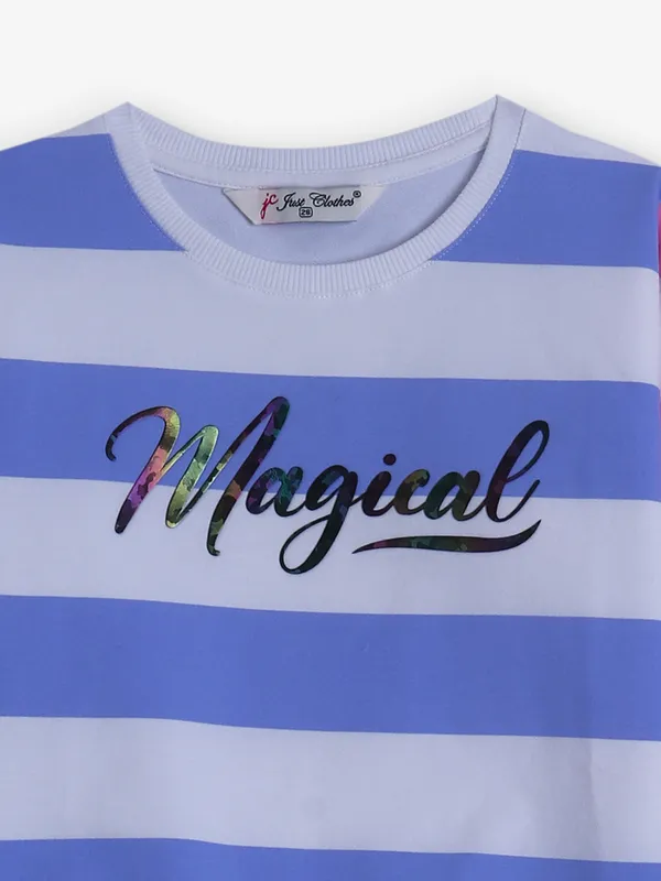 JUST CLOTHES cotton white stripe t-shirt for girls