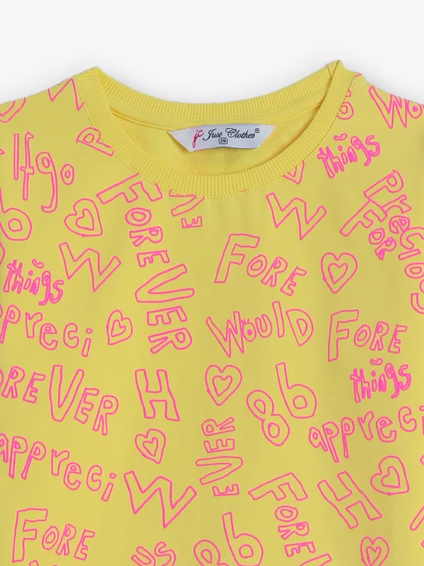 JUST CLOTHES cotton yellow printed top