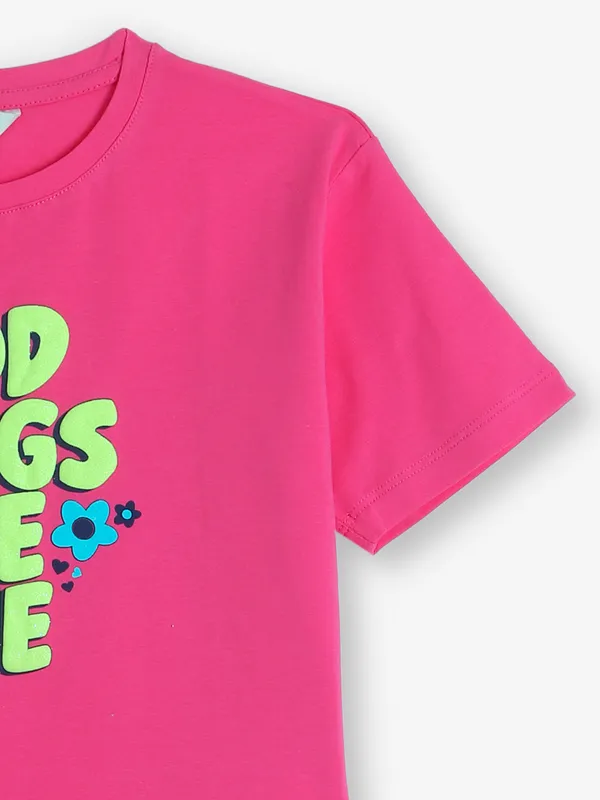 JUST CLOTHES dark pink cotton t-shirt