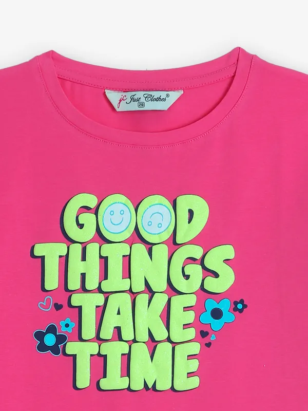 JUST CLOTHES dark pink cotton t-shirt
