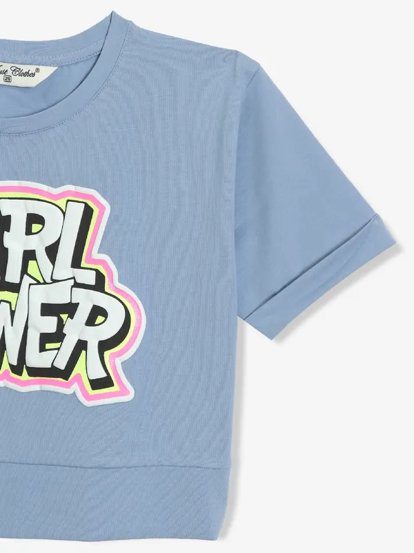 JUST CLOTHES grey cotton printed crop top