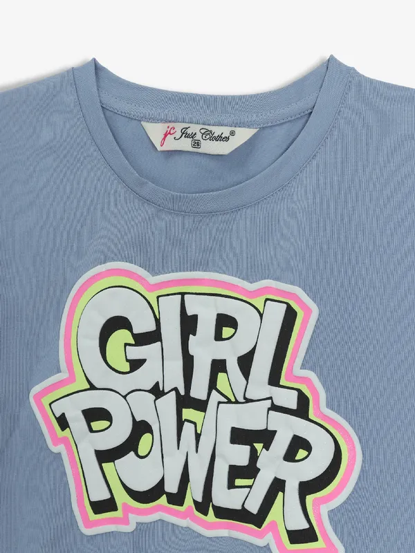 JUST CLOTHES grey cotton printed crop top