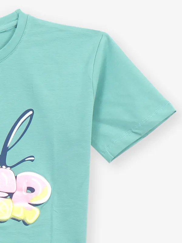 JUST CLOTHES mint green cotton crop top
