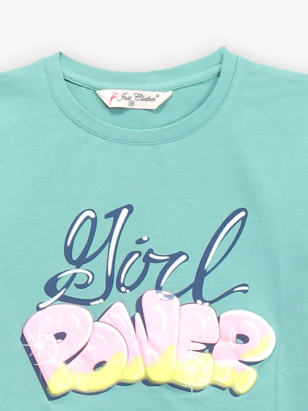 JUST CLOTHES mint green cotton crop top