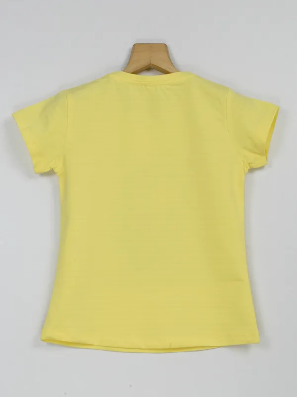 Just Clothes printed casual cotton yellow top