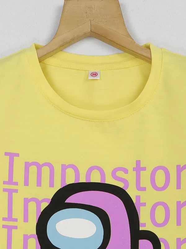 Just Clothes printed casual cotton yellow top