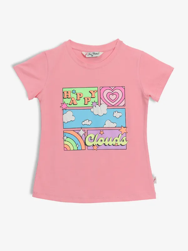 JUST CLOTHES printed cotton baby pink t-shirt