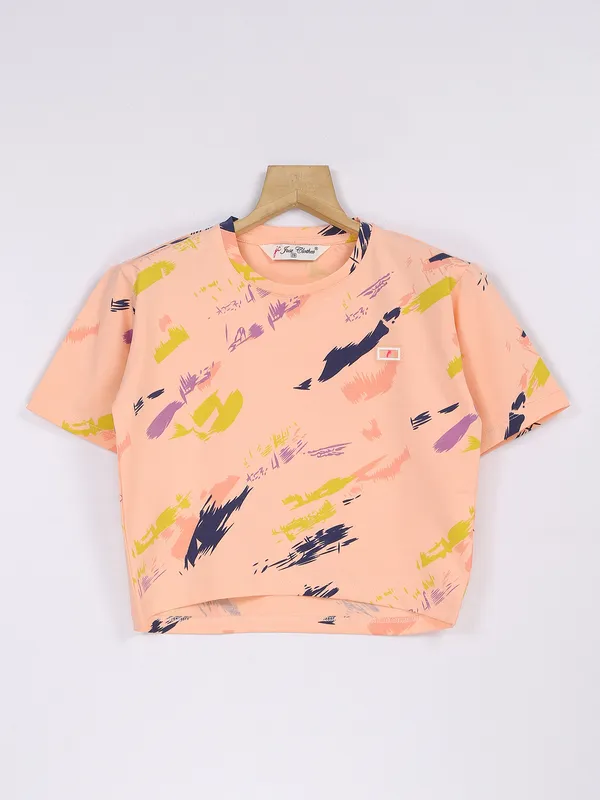 Just Clothes printed peach cotton top