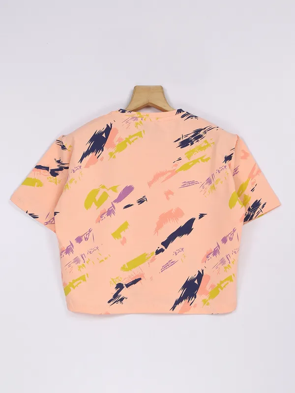 Just Clothes printed peach cotton top