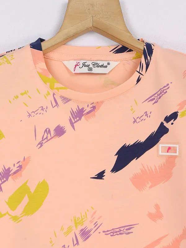 Just Clothes printed peach cotton top