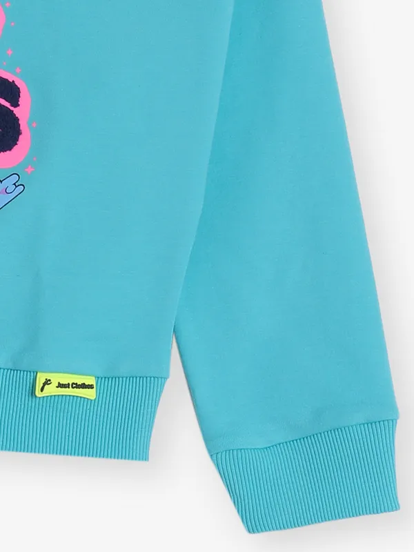JUST CLOTHES aqua cotton full sleeves top
