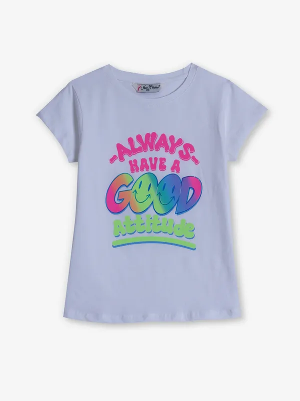 JUST CLOTHES white cotton printed top