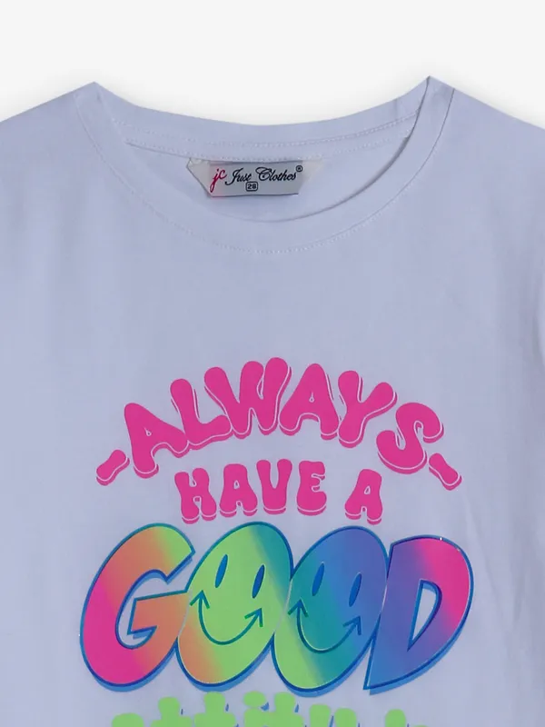 JUST CLOTHES white cotton printed top