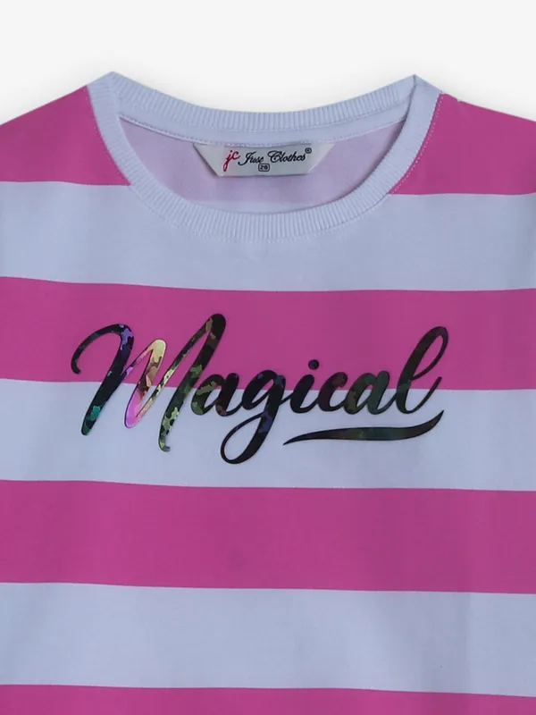 JUST CLOTHES white stripe cotton t-shirt
