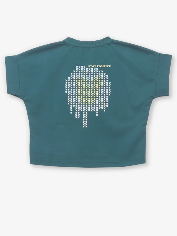JUST CLOTHS bottle green cotton crop top