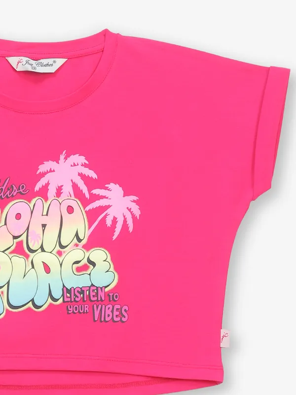 JUST CLOTHS magenta printed crop top