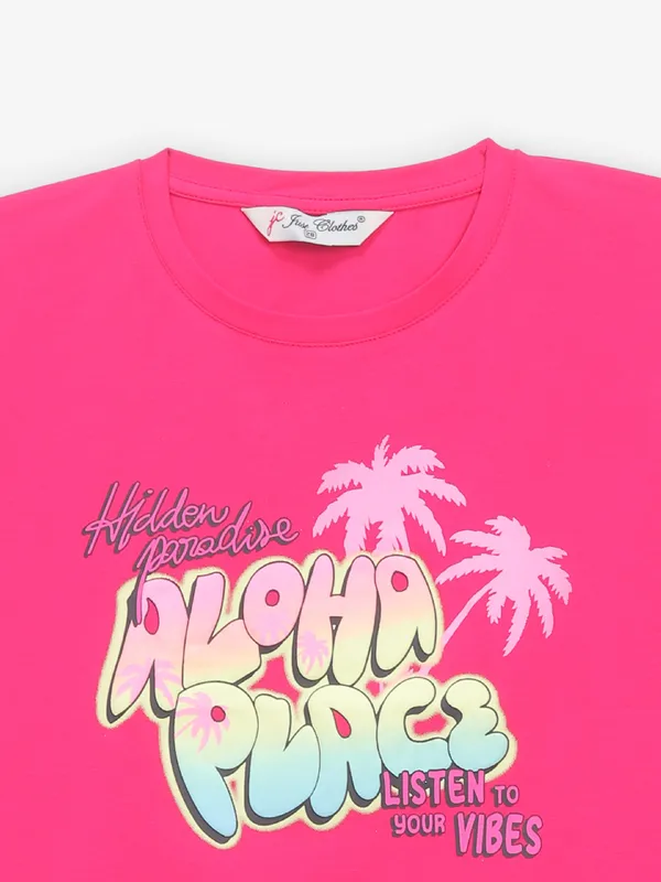 JUST CLOTHS magenta printed crop top