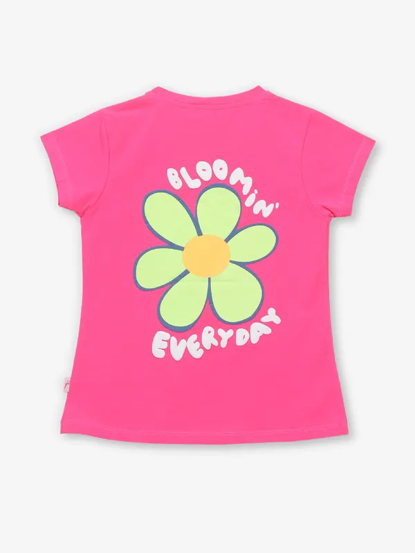 JUST CLOTHS magenta printed t-shirt