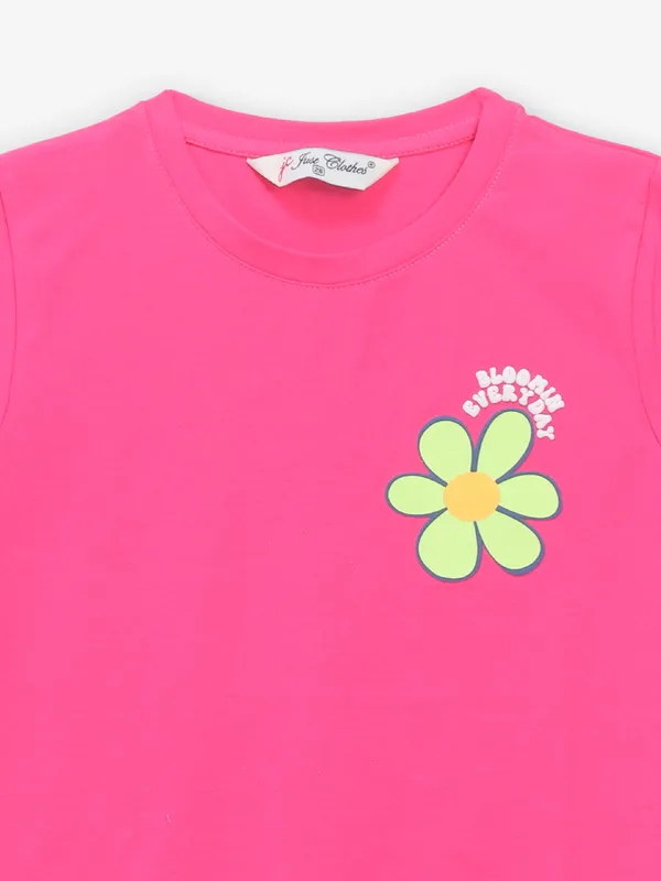 JUST CLOTHS magenta printed t-shirt