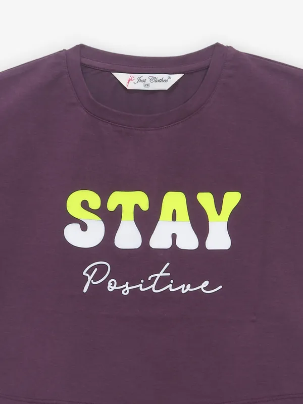 JUST CLOTHS wine cotton printed crop top