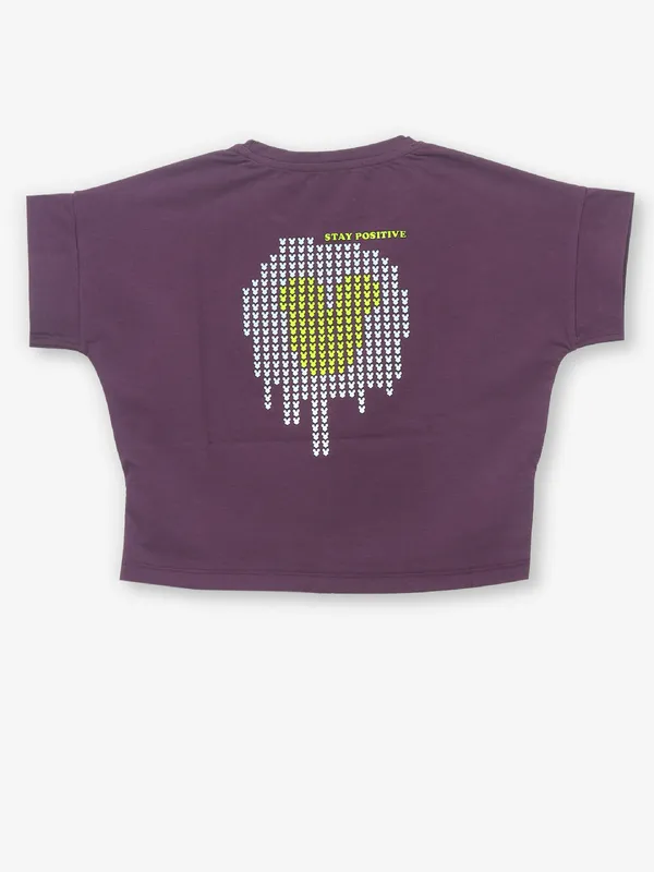 JUST CLOTHS wine cotton printed crop top