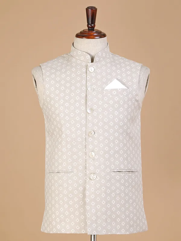 Jute beige waistcoat for wedding