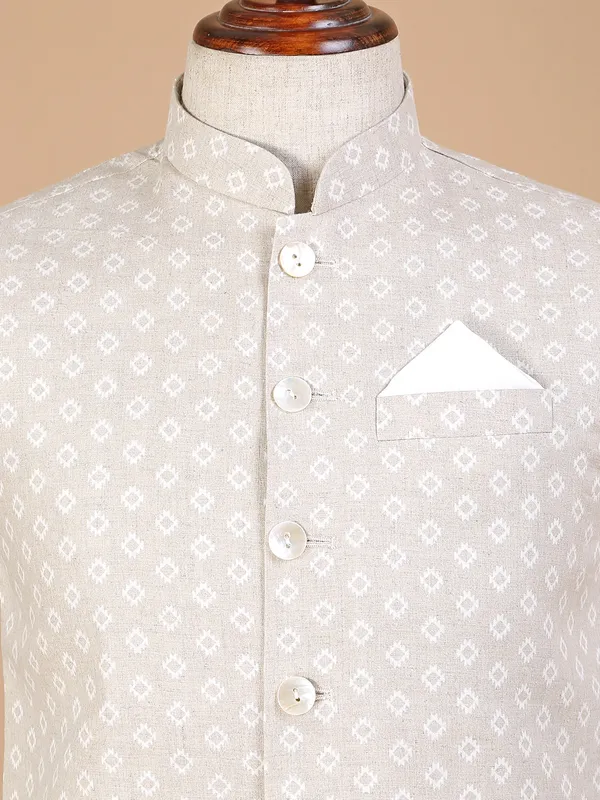 Jute beige waistcoat for wedding