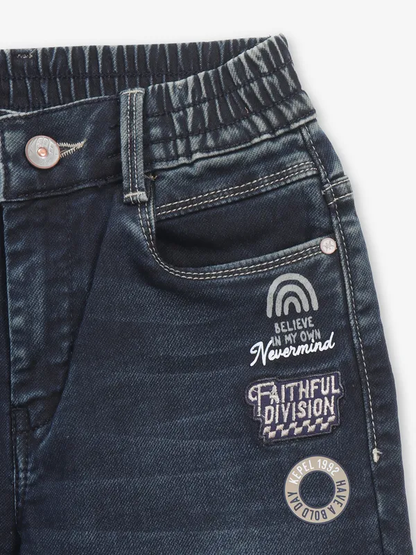 KEPEL blue washed denim jeans for boys