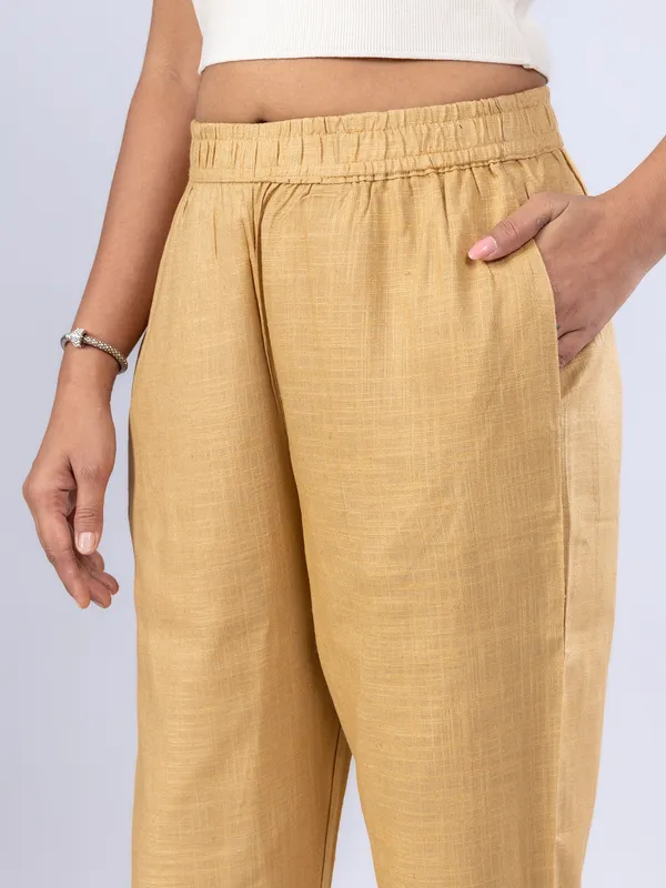 Khakhi linen cotton women pant
