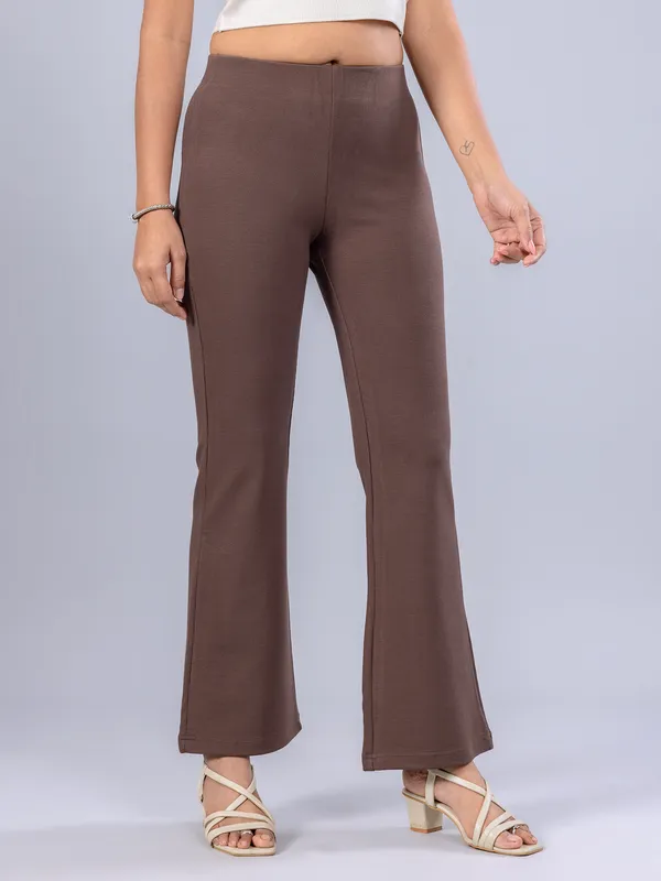 Khakhi lycra pant for women