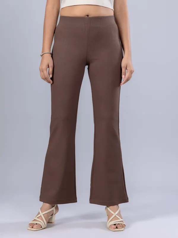Khakhi lycra pant for women