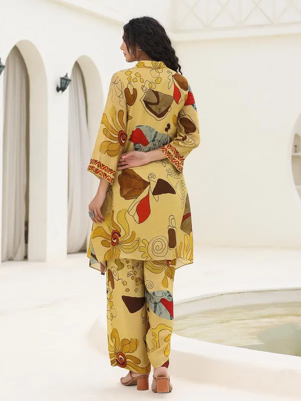 Khakhi silk kurti set with print