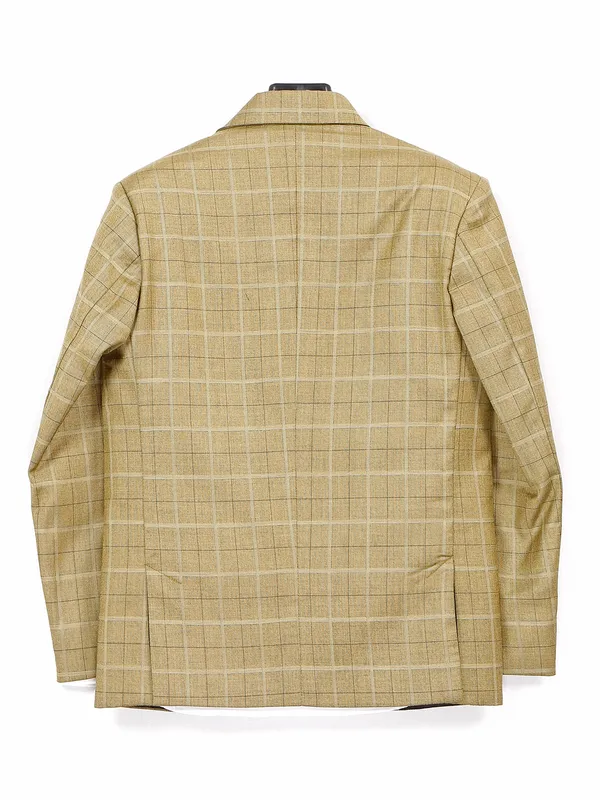 Khaki checks terry rayon coat suit