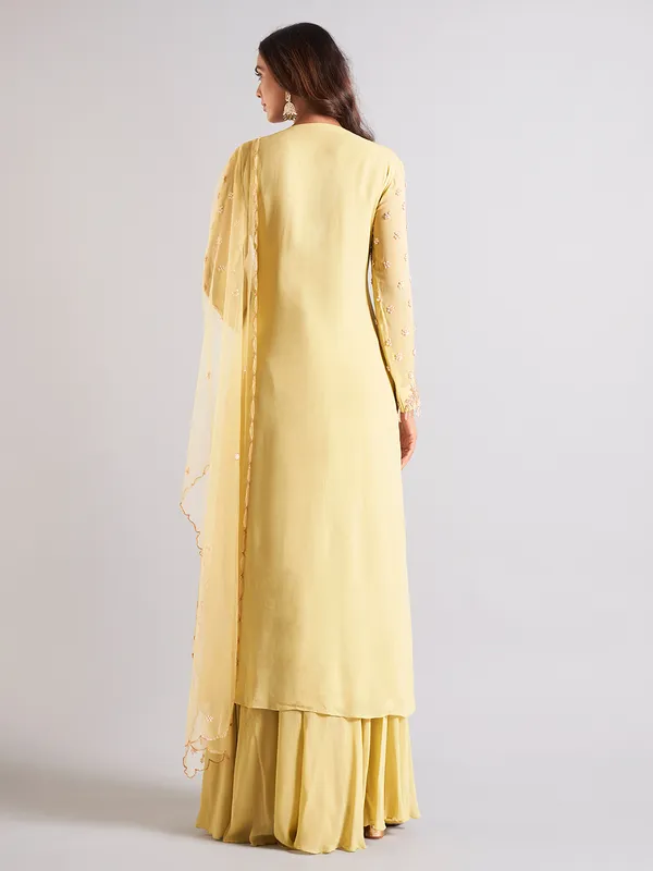 Khaki georgette palazzo salwar suit