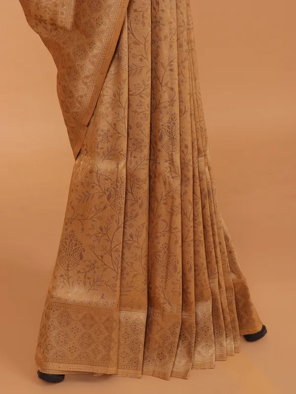 Khaki kanjivaram silk saree for women