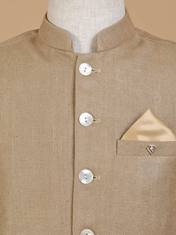 Khaki plain silk waistcoat