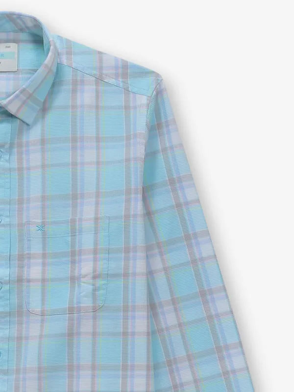 KILLER aqua checks cotton casual shirt