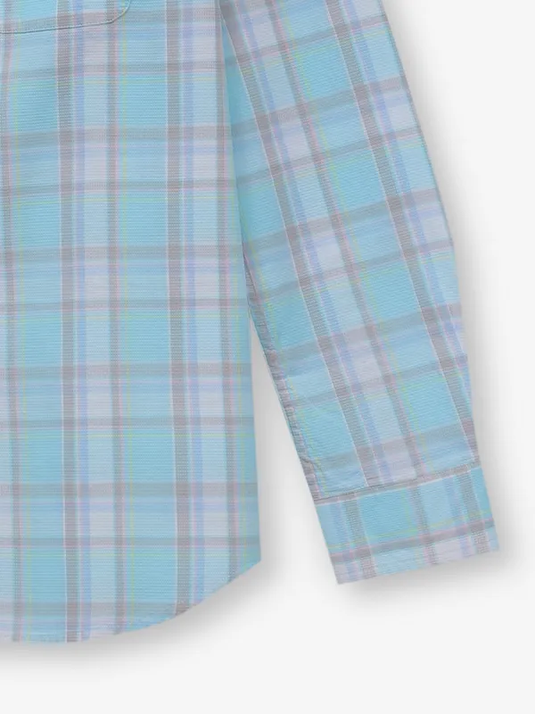 KILLER aqua checks cotton casual shirt