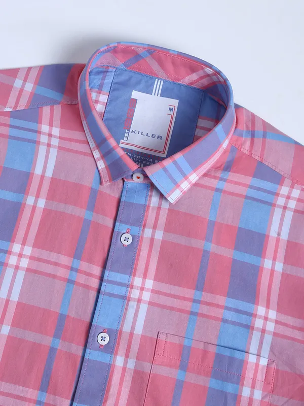 Killer baby pink checks cotton shirt