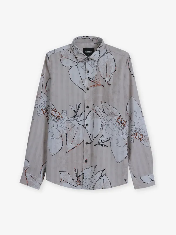KILLER beige cotton printed shirt