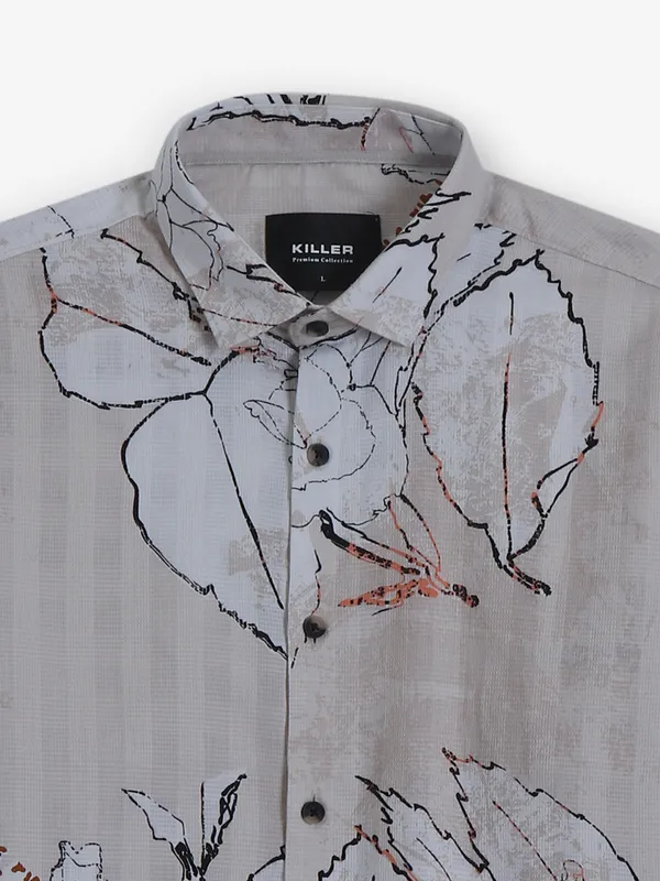 KILLER beige cotton printed shirt