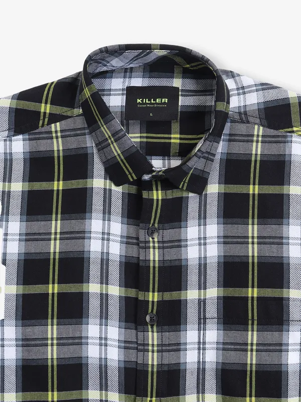 KILLER black check cotton casual shirt