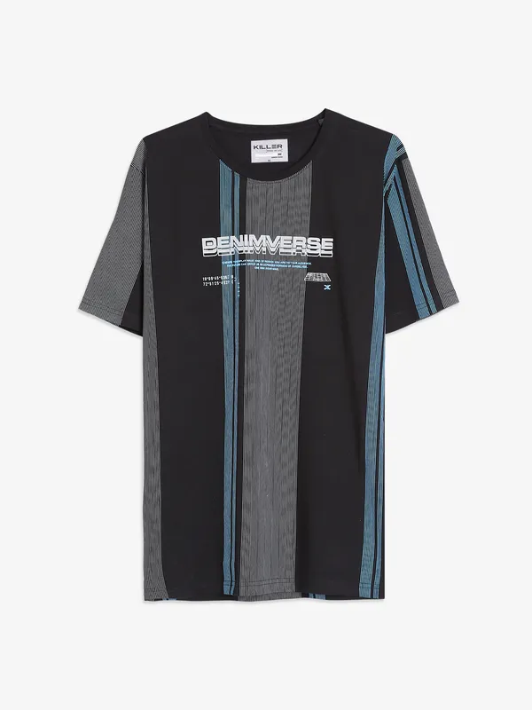 Killer black cotton printed t shirt