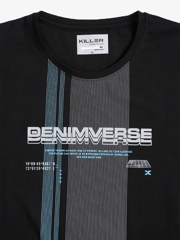 Killer black cotton printed t shirt