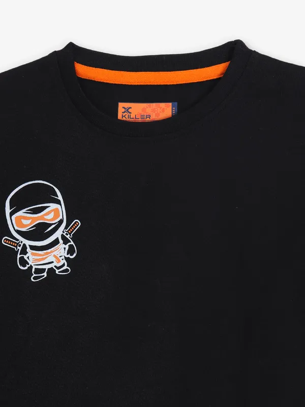 KILLER black printed cotton slim t-shirt