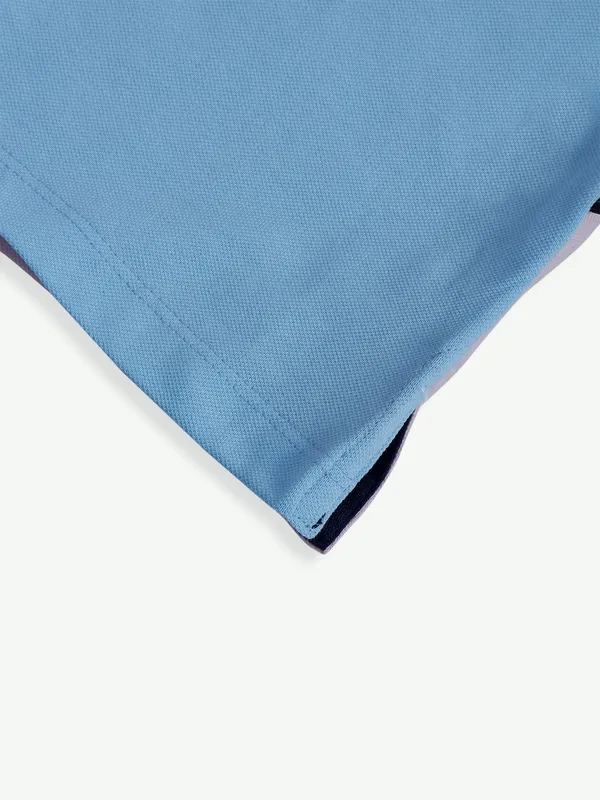 Killer blue color block polo t shirt