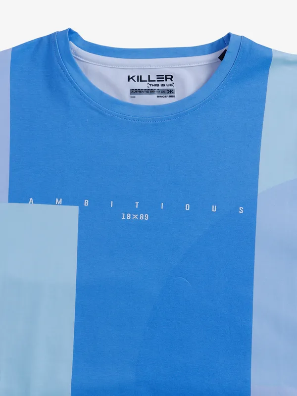 Killer blue color block t shirt