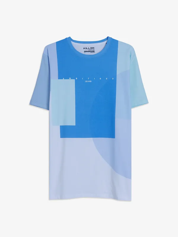 Killer blue color block t shirt