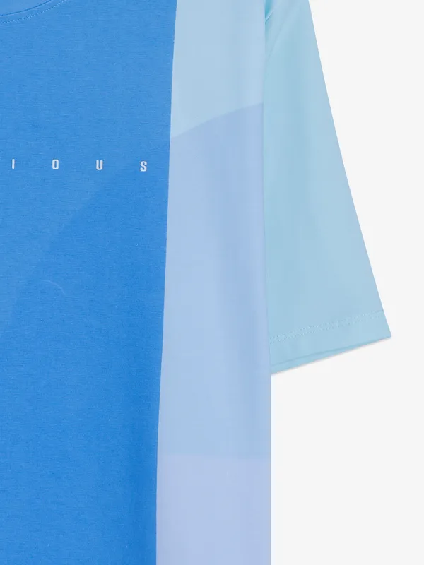 Killer blue color block t shirt