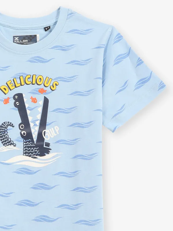 KILLER blue printed cotton t-shirt